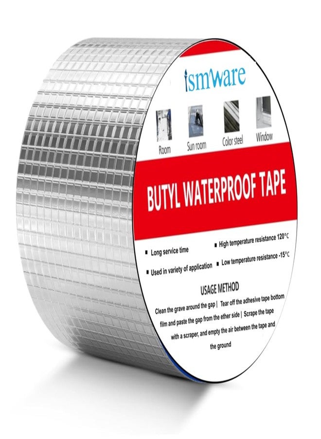 ISMWARE 10cms x 5 meters Leakage Repair Waterproof Tape, Butyl adhesive aluminium Heavy duty tapes for fixing leakage, Crack sealing, water proofing, Surface tape, (10cms x 5meters) - Image 1